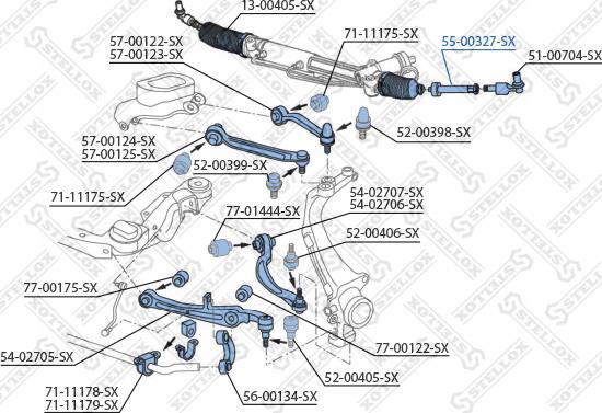 Stellox 55-00327-SX - Аксиален шарнирен накрайник, напречна кормилна щанга vvparts.bg