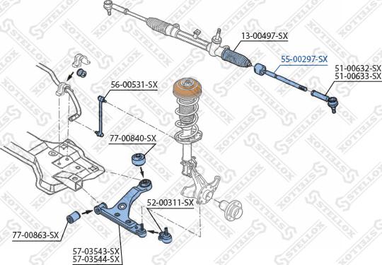 Stellox 55-00297-SX - Аксиален шарнирен накрайник, напречна кормилна щанга vvparts.bg