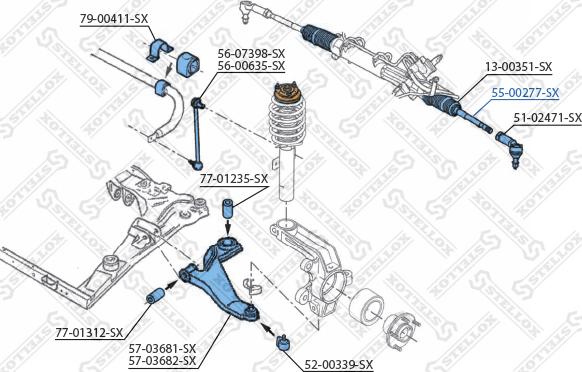 Stellox 55-00277-SX - Аксиален шарнирен накрайник, напречна кормилна щанга vvparts.bg