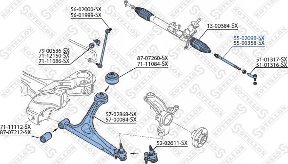 Stellox 55-02098-SX - Аксиален шарнирен накрайник, напречна кормилна щанга vvparts.bg