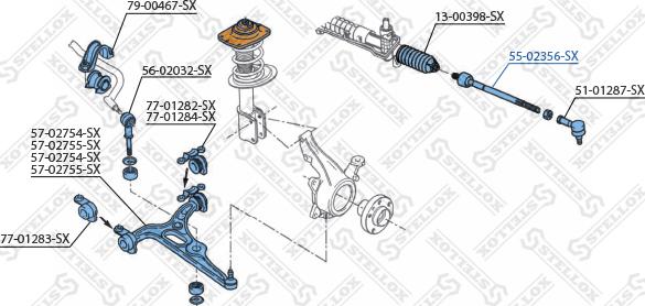 Stellox 55-02356-SX - Аксиален шарнирен накрайник, напречна кормилна щанга vvparts.bg