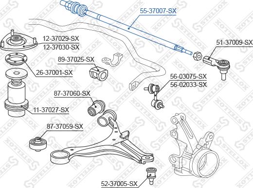 Stellox 55-37007-SX - Аксиален шарнирен накрайник, напречна кормилна щанга vvparts.bg