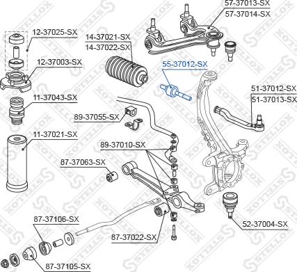 Stellox 55-37012-SX - Аксиален шарнирен накрайник, напречна кормилна щанга vvparts.bg