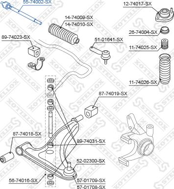 Stellox 55-74002-SX - Аксиален шарнирен накрайник, напречна кормилна щанга vvparts.bg