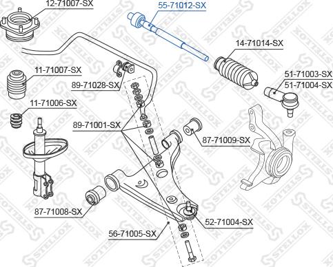 Stellox 55-71012-SX - Аксиален шарнирен накрайник, напречна кормилна щанга vvparts.bg