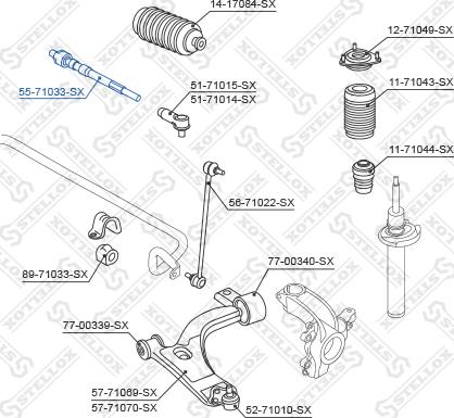 Stellox 55-71033-SX - Аксиален шарнирен накрайник, напречна кормилна щанга vvparts.bg