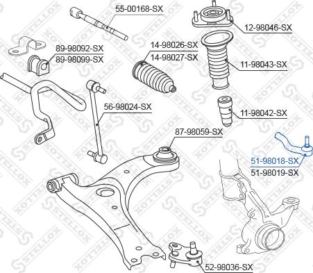 Stellox 51-98018-SX - Накрайник на напречна кормилна щанга vvparts.bg