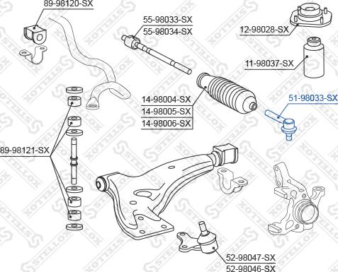 Stellox 51-98033-SX - Накрайник на напречна кормилна щанга vvparts.bg