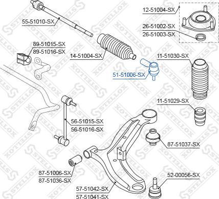 Stellox 51-51006-SX - Накрайник на напречна кормилна щанга vvparts.bg