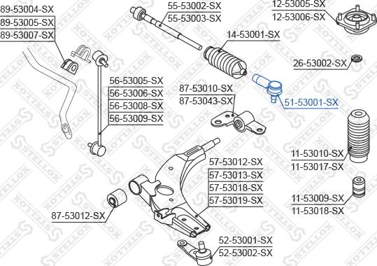 Stellox 51-53001-SX - Накрайник на напречна кормилна щанга vvparts.bg