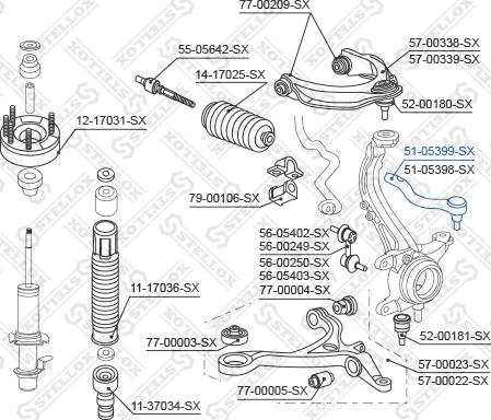 Stellox 51-05399-SX - Накрайник на напречна кормилна щанга vvparts.bg