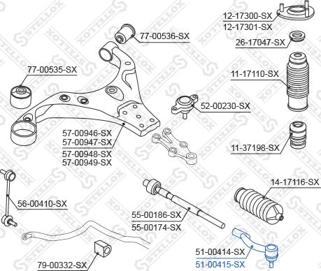 Stellox 51-00415-SX - Накрайник на напречна кормилна щанга vvparts.bg