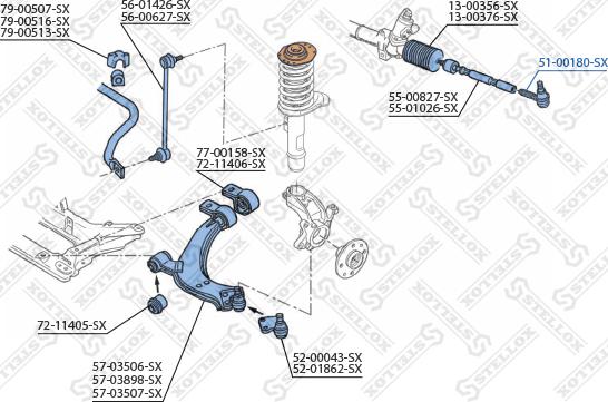 Stellox 51-00180-SX - Накрайник на напречна кормилна щанга vvparts.bg