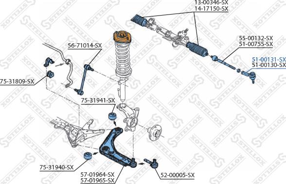 Stellox 51-00131-SX - Накрайник на напречна кормилна щанга vvparts.bg