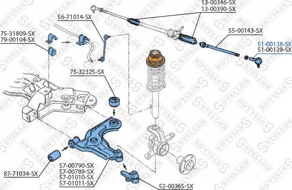 Stellox 51-00138-SX - Накрайник на напречна кормилна щанга vvparts.bg