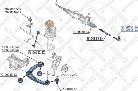 Stellox 51-00805-SX - Накрайник на напречна кормилна щанга vvparts.bg