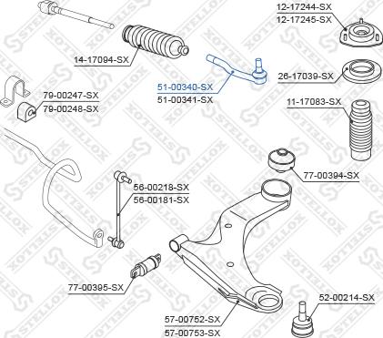 Stellox 51-00340-SX - Накрайник на напречна кормилна щанга vvparts.bg