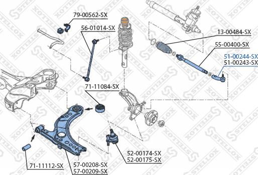 Stellox 51-00244-SX - Накрайник на напречна кормилна щанга vvparts.bg