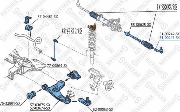 Stellox 51-00241-SX - Накрайник на напречна кормилна щанга vvparts.bg