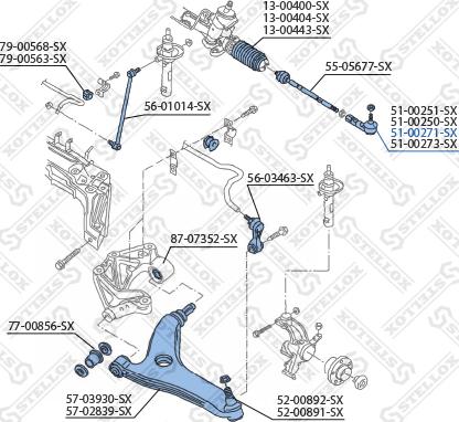 Stellox 51-00271-SX - Накрайник на напречна кормилна щанга vvparts.bg