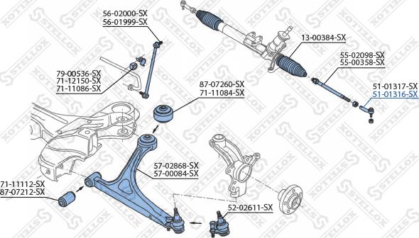 Stellox 51-01316-SX - Накрайник на напречна кормилна щанга vvparts.bg