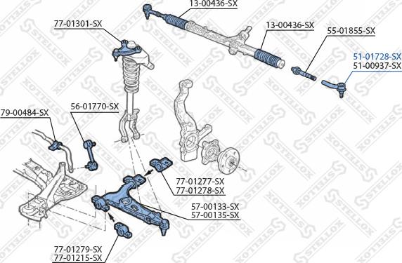 Stellox 51-01728-SX - Накрайник на напречна кормилна щанга vvparts.bg