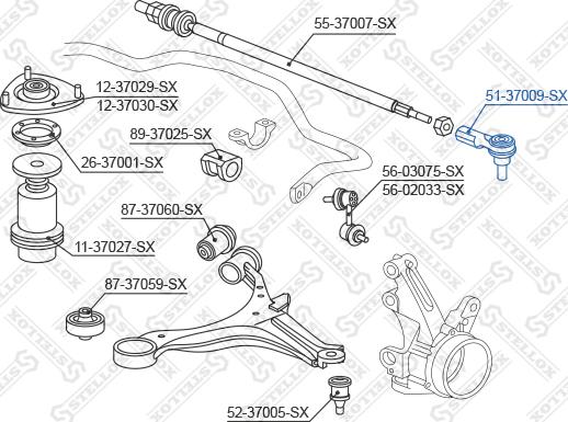 Stellox 51-37009-SX - Накрайник на напречна кормилна щанга vvparts.bg