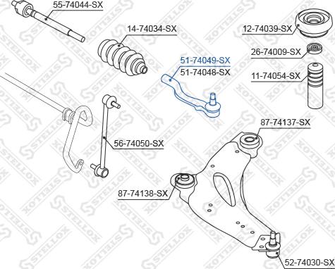 Stellox 51-74049-SX - Накрайник на напречна кормилна щанга vvparts.bg