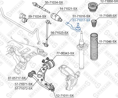 Stellox 51-71017-SX - Накрайник на напречна кормилна щанга vvparts.bg