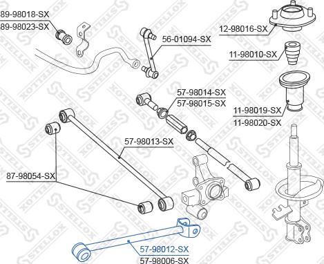 Stellox 57-98012-SX - Щанга / подпора, окачване на колелото vvparts.bg