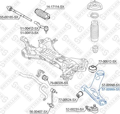 Stellox 57-00999-SX - Носач, окачване на колелата vvparts.bg