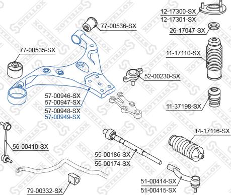 Stellox 57-00949-SX - Носач, окачване на колелата vvparts.bg