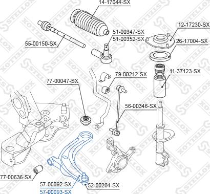 Stellox 57-00093-SX - Носач, окачване на колелата vvparts.bg