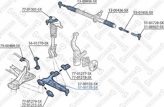 Stellox 57-00135-SX - Носач, окачване на колелата vvparts.bg