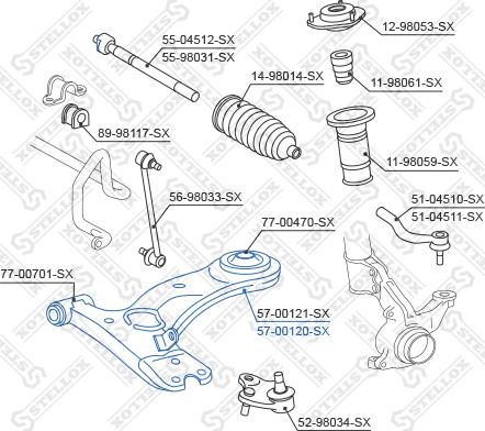 Stellox 57-00120-SX - Носач, окачване на колелата vvparts.bg