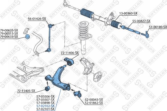 Stellox 57-02102-SX - Носач, окачване на колелата vvparts.bg