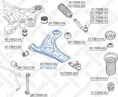 Stellox 57-73026-SX - Носач, окачване на колелата vvparts.bg