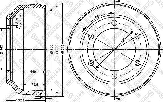 Stellox 6026-2509-SX - Спирачен барабан vvparts.bg