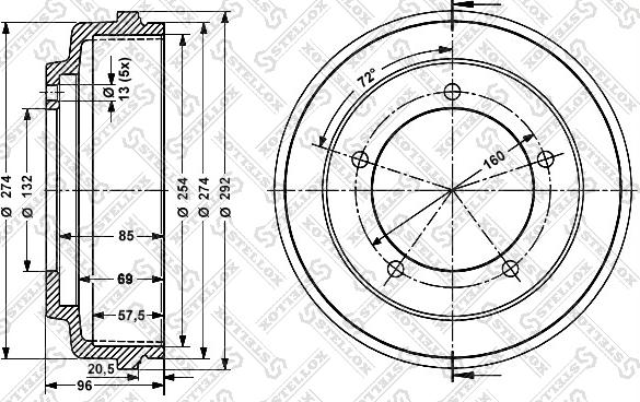 Stellox 6026-2508-SX - Спирачен барабан vvparts.bg