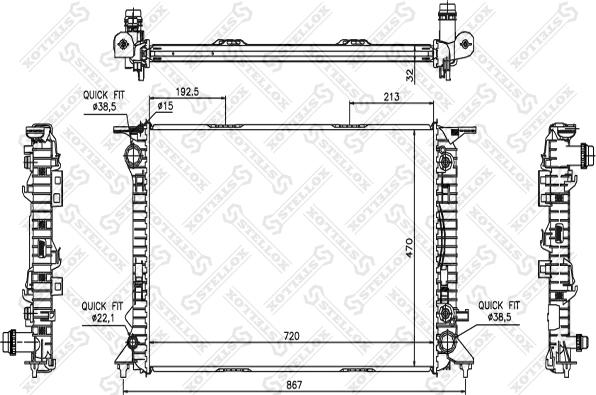 Stellox 10-25521-SX - Радиатор, охлаждане на двигателя vvparts.bg