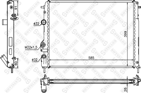 Stellox 10-25038-SX - Радиатор, охлаждане на двигателя vvparts.bg