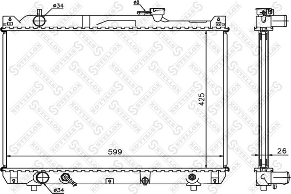 Stellox 10-25180-SX - Радиатор, охлаждане на двигателя vvparts.bg