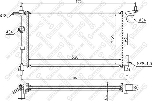 Stellox 10-25225-SX - Радиатор, охлаждане на двигателя vvparts.bg