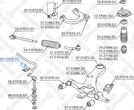 Stellox 89-51032-SX - Лагерна втулка, стабилизатор vvparts.bg