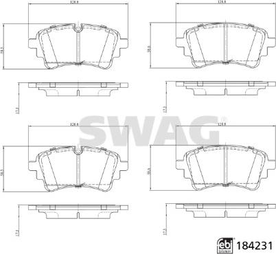 Swag 33 10 9321 - Комплект спирачно феродо, дискови спирачки vvparts.bg