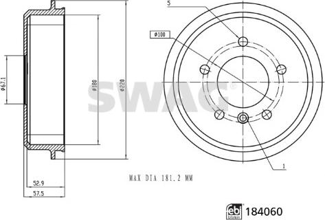 Swag 33 10 9266 - Спирачен барабан vvparts.bg