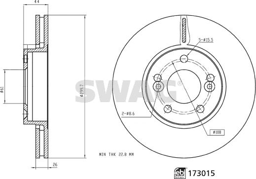 Swag 33 10 1581 - Спирачен диск vvparts.bg