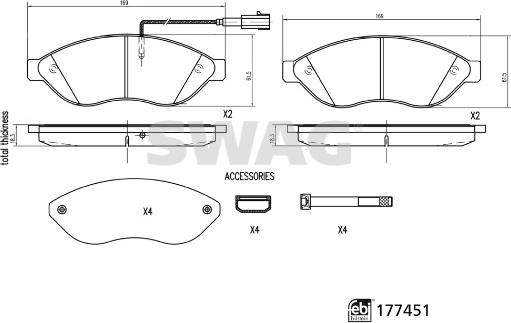 Swag 33 10 7381 - Комплект спирачно феродо, дискови спирачки vvparts.bg