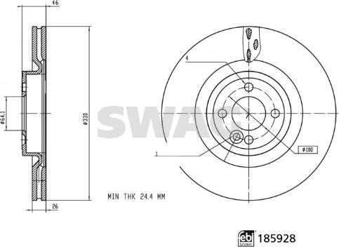 Swag 33 11 0162 - Спирачен диск vvparts.bg