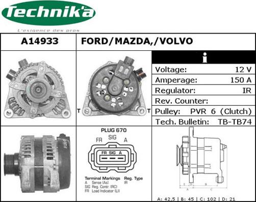 Technika A14933 - Генератор vvparts.bg